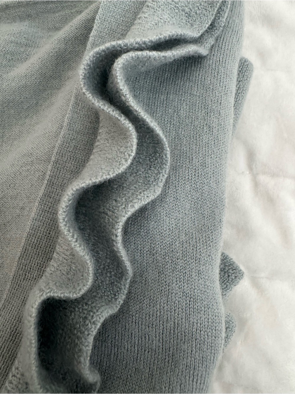 J. Crew Light Gray Ruffle-Trim Cardigan - Picture 3 of 3
